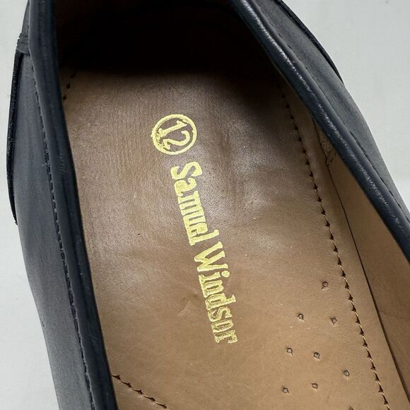 Samuel Windsor Loafers Mens 12 Black Leather Slip On Dress Casual Business